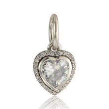 Heart Dangle Clear CZ Beads For Jewelry Making Woman DIY Charms Fits Original Bracelets 925 Sterling Silver Jewelry Bead 2024 - buy cheap