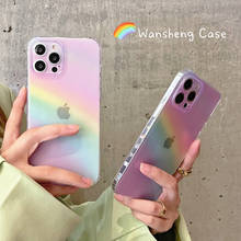 Colorful Pink Rainbow Transparent Phone Case For iPhone 13 Pro Max 12 Mini 11 X XS XR 7 8 Plus SE Fashion Soft Shockproof Cover 2024 - купить недорого