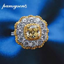 Pansysen 100% anel de prata esterlina 925, moissanite citrina simulada, diamante, pedra preciosa, joia fina para casamento e noivado 2024 - compre barato