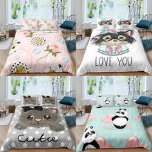 ZEIMON 2/3Pcs Love Bedding Set Adults Panda Cat Duvet Cover Set Bohemian Quilt Cover Home Textiles King New Year Decoration 2024 - buy cheap