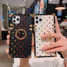 Square Love Heart Stand Case For Samsung S21 Ultra S20 FE S10 S9 S8 S10e Note20 Ultra Note10+ Note9 Luxury Bling Glitter Cover 2024 - buy cheap