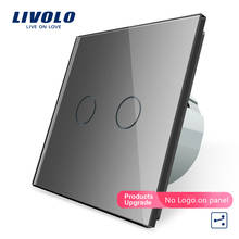 Производитель, сенсорный выключатель Livolo европейского стандарта, 2 клавиши, 2 канала управления, настенный светильник ель света, цвет VL-C702S-15 в сером цвете 2024 - купить недорого