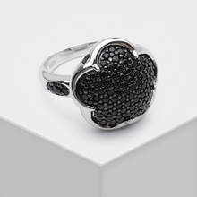Anel amorita boutique em prata 925 com flor em prata., anel de moda com design inteiro de broca. 2024 - compre barato