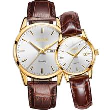 OLEVS Couple Watch Breathable leather Band Fashion Business Waterproof His and Her Quartz Wristwatch Set for Lovers One Pair 2024 - buy cheap