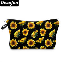 Deanfun-Bolsa de maquillaje pequeña impermeable, bolso de cosméticos negro, girasol amarillo, regalo para niños, 52355 2024 - compra barato
