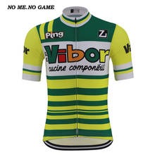 Retro men camisa ciclismo pro equipe de corrida roupas manga curta amarelo verde mtb bicicleta wear estrada ciclismo roupas 2024 - compre barato