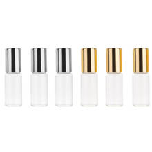 1pcs 6ml  Portable rectangle Glass Roller Bottle Mini Glass Bottles With Stainless Steel Roller Balls For Essential Oils Perfume 2024 - buy cheap