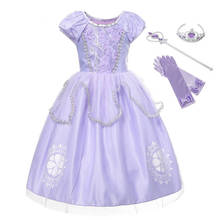 MUABABY/нарядное платье Софии для девочек; Костюм принцессы Софии с пышными рукавами и цветочным рисунком; Вечерние Детские платья на Хэллоуин 2024 - купить недорого