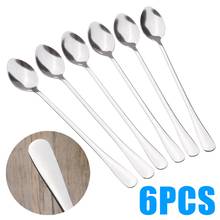 6x Long Stainless Steel Spoon Coffee Spoon Cream Cocktail Ice Mixing Teaspoons Coffee Tea Spoons Portable Tableware 2024 - buy cheap