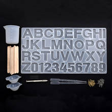Molde de resina de joalheria de letras do alfabeto, moldes de resina uv para resina epóxi prensada de flor, conjunto de ferramentas de fabricação de joias 2024 - compre barato