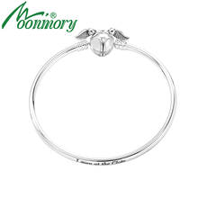 Moonmory Real 925 Sterling Silver Moments Harry Charms Bangle Bracelet Fits For DIY Beads Golden Snitch Clasp Bangle Pulseras 2024 - buy cheap