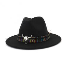Фетровая шляпа для мужчин и женщин, имитация шерсти, зимние женские фетровые шапки для мужчин, модная черная джазовая шляпа, шляпа для женщин HF58 2024 - купить недорого