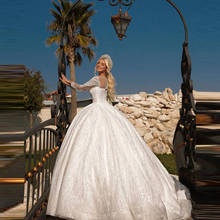 Одежда высшего качества Beadong с украшением в виде кристаллов свадебные бальные платья видеть сквозь с длинными рукавами свадебное платье блесток аппликация стразами свадебное платье 2024 - купить недорого