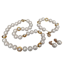 Perla de concha de mar blanca cultivada para mujer, collar galvanizado, pulsera, pendientes, conjunto de joyería de boda, 14mm 2024 - compra barato