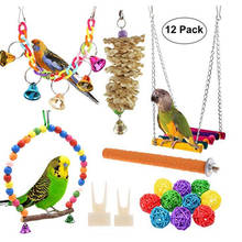 Juguetes de loros y accesorios para pájaros, soporte de columpio para mascotas, jaula de periquito africano gris vogel speelgoed parkiet, 12 Uds. 2024 - compra barato