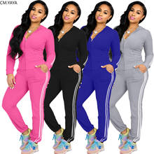 CM.YAYA Autumn Active Wear Women's Set Jackets Jogger Sweatpants Suit Tracksuit Sport Matching Two Piece Set Fitness Outfit 2024 - buy cheap