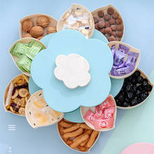 Rotating Flower Petal Fruit Plate Creative Candy Storage Boxes Plastic Lazy Snack Nuts Dish New Year Party Wedding Food Tray 2024 - buy cheap