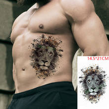Водостойкая Временная тату-наклейка, голова льва, цветок, крутые тату-наклейки флэш-тату, искусственные татуировки для мужчин и женщин 2024 - купить недорого