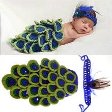 0-3M Crochet Newborn Baby Peacock Outfits Knitted Peacock Baby Girl Photography Props Crochet Infant Costume for Photo Shoot 2024 - buy cheap