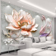 Custom Photo Wallpaper 3D Stereo Embossed Lotus Fish Large Murals Wall Painting Modern Living Room Bedroom Backdrop Decor Mural 2024 - buy cheap