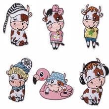 Kawaii Milk Cows Cartoon Animal Patches Sewing Embroidered Applique for Jacket Clothes Stickers Badge DIY Apparel Accessories 2024 - buy cheap