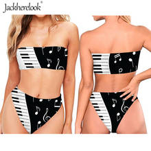 Jackherelook Colorful Music Note Print Girls Push Up Breast Wipe Bikini Swimsuit Ladies Two Pieces High Waisted Bikini Set Mujer 2024 - buy cheap