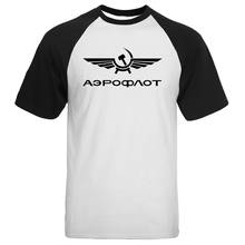 Aeroflot CCCP Civil Aviation USSR RUSSIA AIRFORCE T Shirt Men Raglan Print T shirt Summer Cotton Short Sleeve Black Tops Tees 2024 - buy cheap