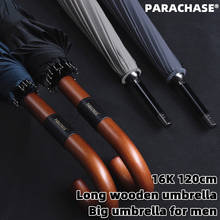 PARACHASE 16K 2-3 People Big Wood Handle Long Umbrella Classic Windproof Paraguas Rain Umbrella High Density Pongee Cloth 2024 - buy cheap