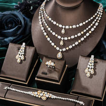 GODKI-Conjunto de collar y pendientes de princesa de 3 capas, conjunto de joyería para mujer, boda de lujo, Circonia cúbica completa, Dubai, conjunto de joyería nupcial 2022 2024 - compra barato