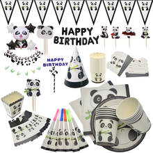 Мультяшная панда, тематическая вечеринка на день рождения, украшения, Детская одноразовая посуда, тарелка для кекса, салфетки, чашка, детский душ, товары для вечеринок 2024 - купить недорого