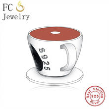 Fc jewelry pingentes 2020 autênticos 100%, contas de copo esmaltadas de prata, para pulseiras femininas 2024 - compre barato