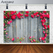 Avezano-Fondo de fotografía para el Día de San Valentín, telón de fondo con diseño de rosa roja y flor, tablón de tablero Vintage para estudio fotográfico, Photozone 2024 - compra barato