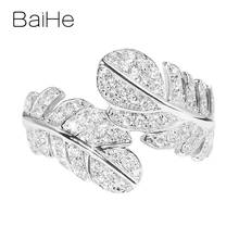 BAIHE Real Solid 14K White Gold Natural Diamonds Ring Fine Jewelry Making Engagement Feather Ring Women Girl Party Men Ring Gift 2024 - buy cheap