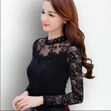 Ethnic lace 2020 basic shirt female long-sleeve slim top women Tunic slim summer shirt pullover hollow out black lace blouse 2024 - buy cheap