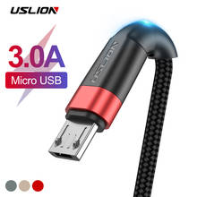 Кабель Micro USB USLION для Xiaomi Redmi Note 5 Pro, 1 м, 2 м, 3 А, QC3.0, usb-кабель для зарядки и передачи данных для Samsung S7, мобильный телефон, зарядное устройство 2024 - купить недорого