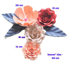 DIY Giant Paper Flowers Backdrop Artificial Handmade Mix Color Flower 4PCS + 3 Leaves Wedding & Party Deco Home Decoration 2024 - buy cheap