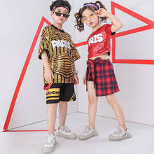 Disfraces de baile de salón para niños y niñas, camisetas de lentejuelas de fiesta de Hip Hop, pantalones, ropa de baile de Jazz, ropa de escenario 2024 - compra barato