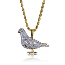Hip Hop Micro Pave AAA+ Cubic Zirconia Iced Out Bling Gold Two Tone Pigeon Pendants Necklace for Men  Rapper Jewelry Gifts 2024 - buy cheap