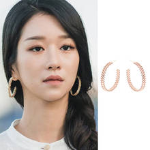Новые корейские простые женские серьги в форме звезды телевизора с геометрическим рисунком, большие серьги, круглые ювелирные изделия для вечеринок, оптовая продажа подарков 2024 - купить недорого