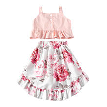 Infant Newborn Baby Girl 2-piece Outfit Set Sleeveless Tops+Floral Skirt Set for Children Girls 1-7T 2024 - buy cheap