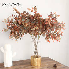 JAROWN Autumn Eucalyptus Leaf Indoor Artificial Silk Plants Fake Flowers Branch Potted Home Party Table Vase Flower Rack Decor 2024 - buy cheap