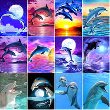 New 5D DIY Diamond Painting Sunset Dolphin Diamond Embroidery Animal Cross Stitch Full Square Round Drill Crafts Home Decor Gift 2024 - buy cheap
