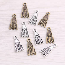 SWEET BELL  60PCS 9*21mm New Product Two Color Rocket Charms Pendant Jewelry Metal Alloy Jewelry Marking 2024 - buy cheap