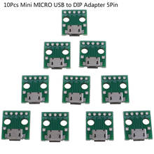 10 unidades/pacote mini micro usb para dip adaptador 5pin fêmea conector b tipo pcb conversor placa de pão interruptor smt mãe assento 2024 - compre barato