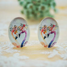 10 tamanhos ovais 13mm x 18mm flamingo cabochão de vidro para pulseira colar mulheres brinco broche anéis joias diy artesanais 2024 - compre barato