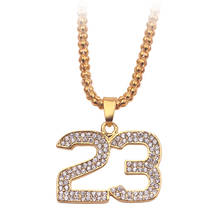 Collar con colgante de la leyenda del baloncesto número 23, joyería ostentosa con diamantes de imitación de Metal dorado, cadena de Hip Hop para fanáticos, Acc exclusivo 2024 - compra barato