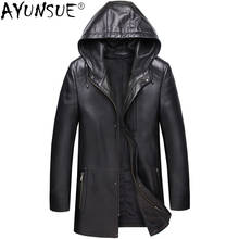 Ayune-Chaqueta de piel auténtica para hombre, cortavientos grueso de plumón, de piel de oveja, talla grande 8XL, LXR326 2024 - compra barato