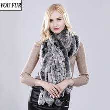 2022 New Women Long Style Real Rex Rabbit Fur Scarf Rex Rabbit Fur Warm Soft Quality Fashion Rex Rabbit Fur Tassel Shawl Scarves 2024 - buy cheap