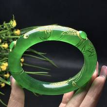 100% real green jade bangle round bracelets natural handmade jade bracelets green jade bangles bracelet for women 2024 - buy cheap