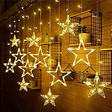 Natal 2.5m fada estrela led cortina luzes da corda 100-240v natal guirlanda luzes da corda para casa festa de casamento feriado dec 2024 - compre barato